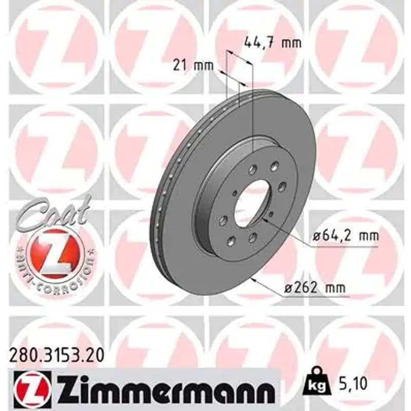 ZIMMERMANN stabdžių diskas 280.3153.20