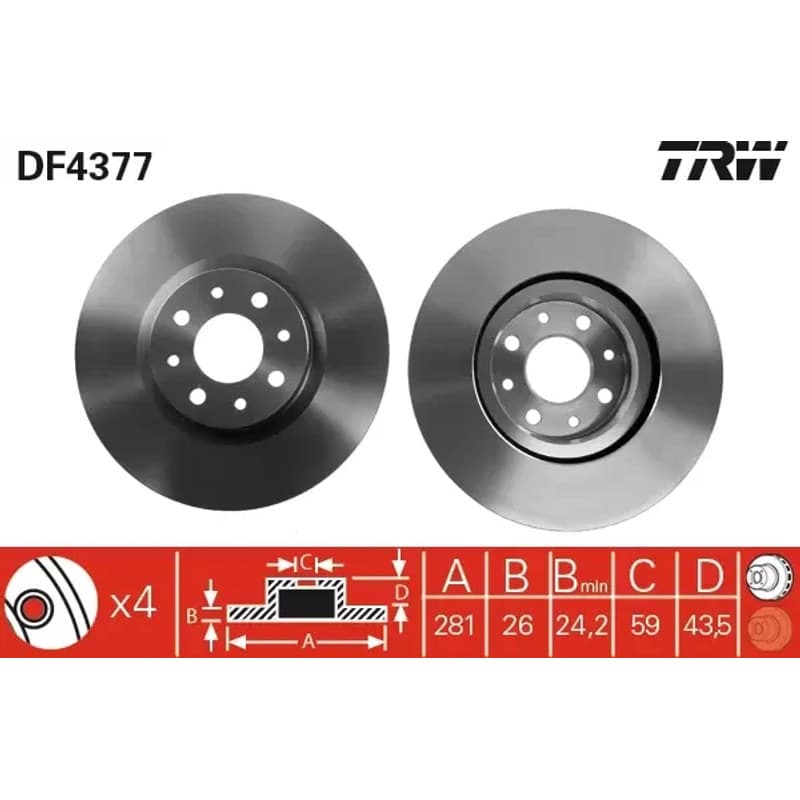 TRW stabdžių diskas DF4377