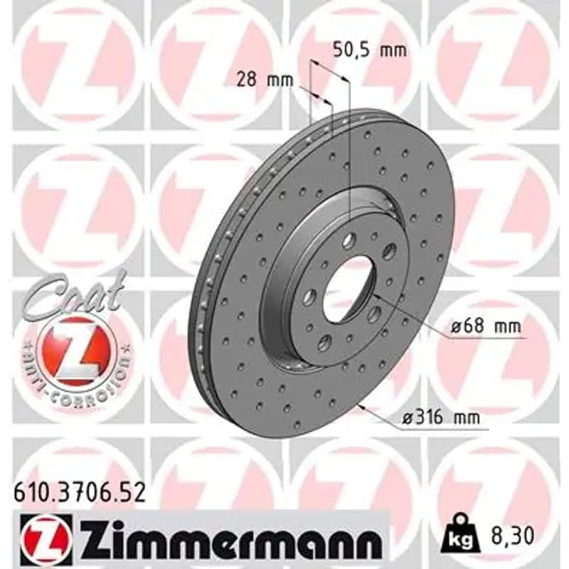 ZIMMERMANN stabdžių diskas 610.3706.52