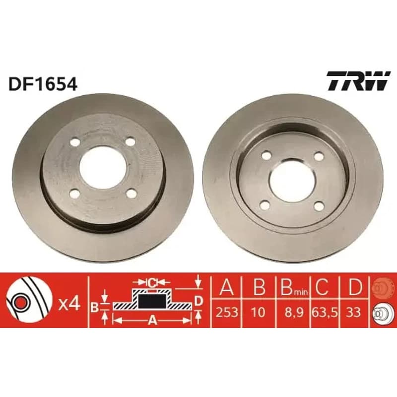TRW stabdžių diskas DF1654