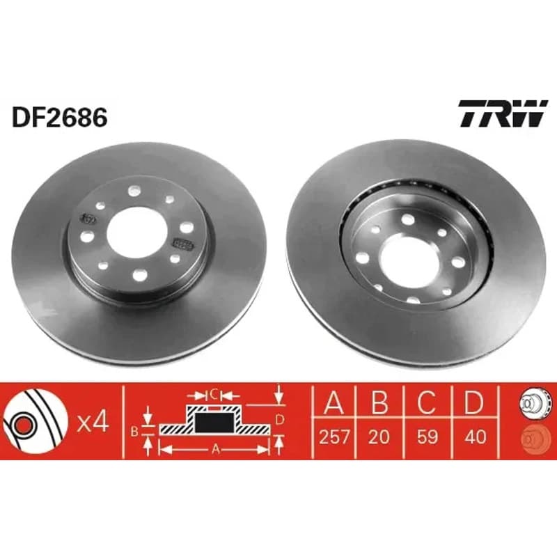 TRW stabdžių diskas DF2686