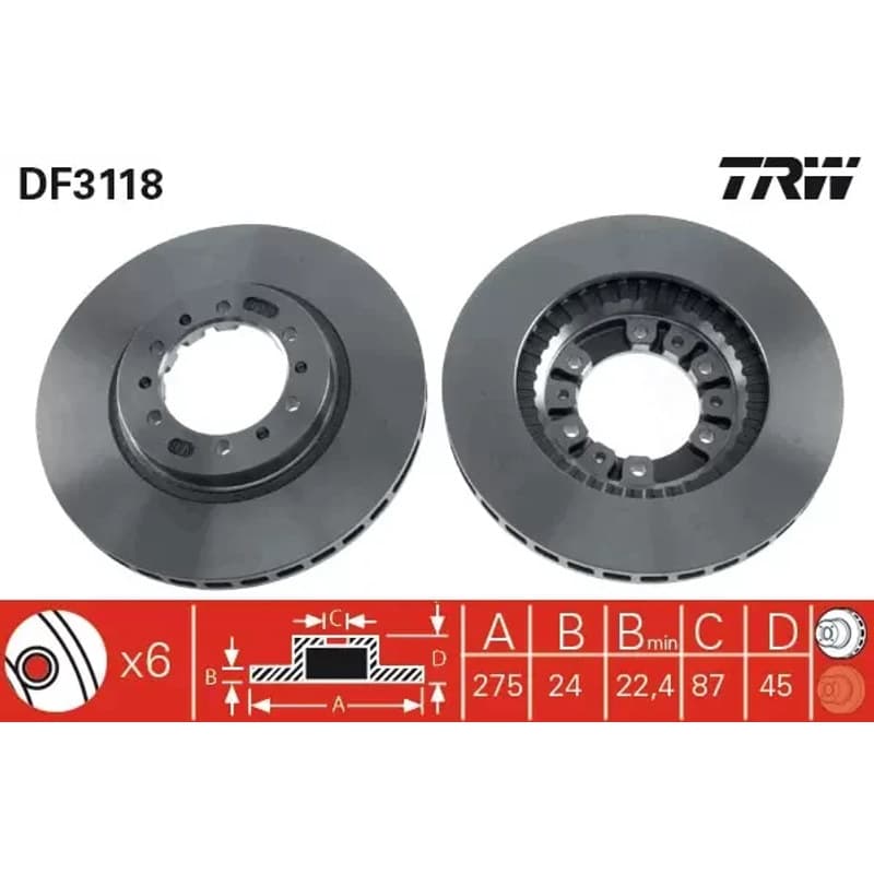 TRW stabdžių diskas DF3118