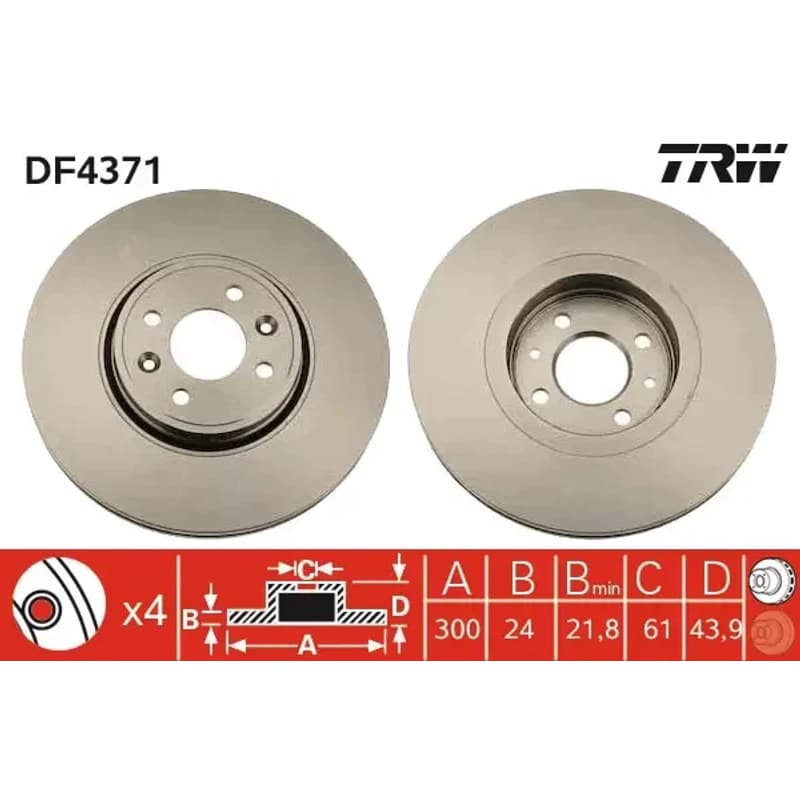 TRW stabdžių diskas DF4371