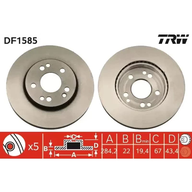 TRW stabdžių diskas DF1585