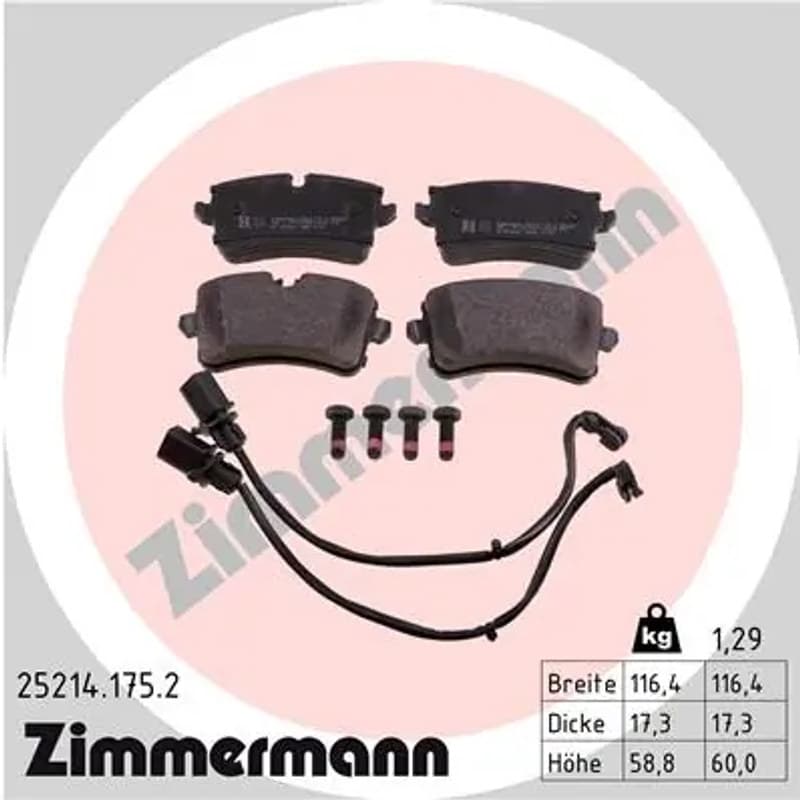 ZIMMERMANN stabdžių trinkelių rinkinys, diskinis stabdys 25214.175.2