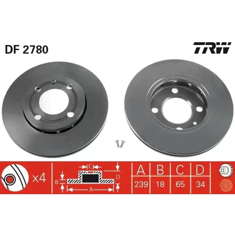 TRW stabdžių diskas DF2780