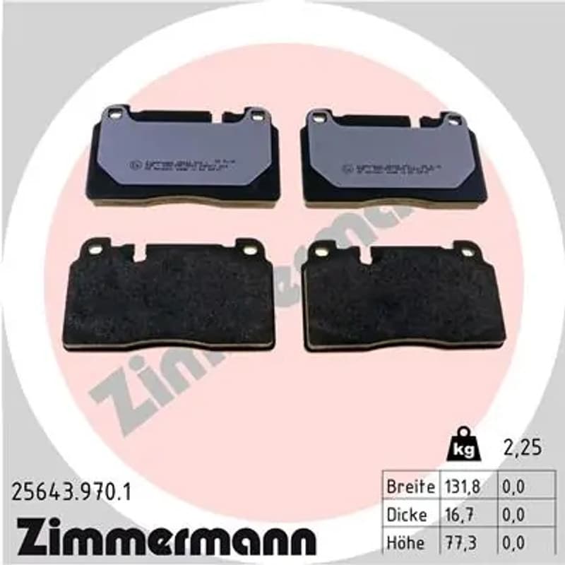 ZIMMERMANN stabdžių trinkelių rinkinys, diskinis stabdys 25643.970.1