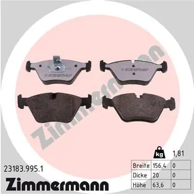 ZIMMERMANN stabdžių trinkelių rinkinys, diskinis stabdys 23183.995.1