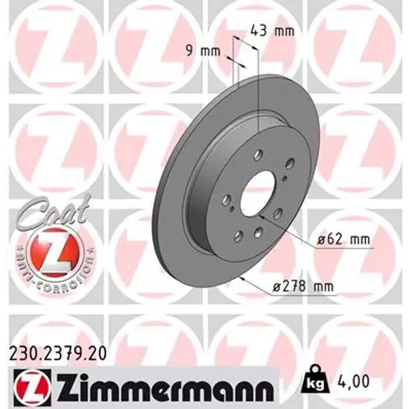 ZIMMERMANN stabdžių diskas 230.2379.20