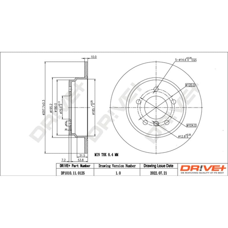 DRVE stabdžių diskas DP1010.11.0125