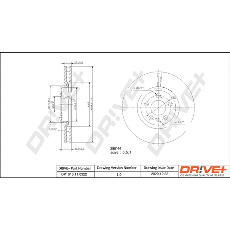 DRVE stabdžių diskas DP1010.11.0322