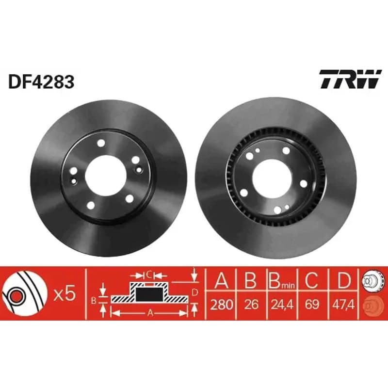 TRW stabdžių diskas DF4283