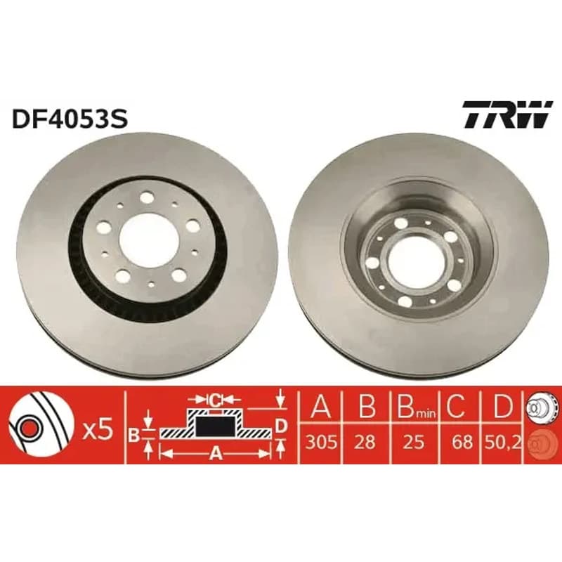 TRW stabdžių diskas DF4053S
