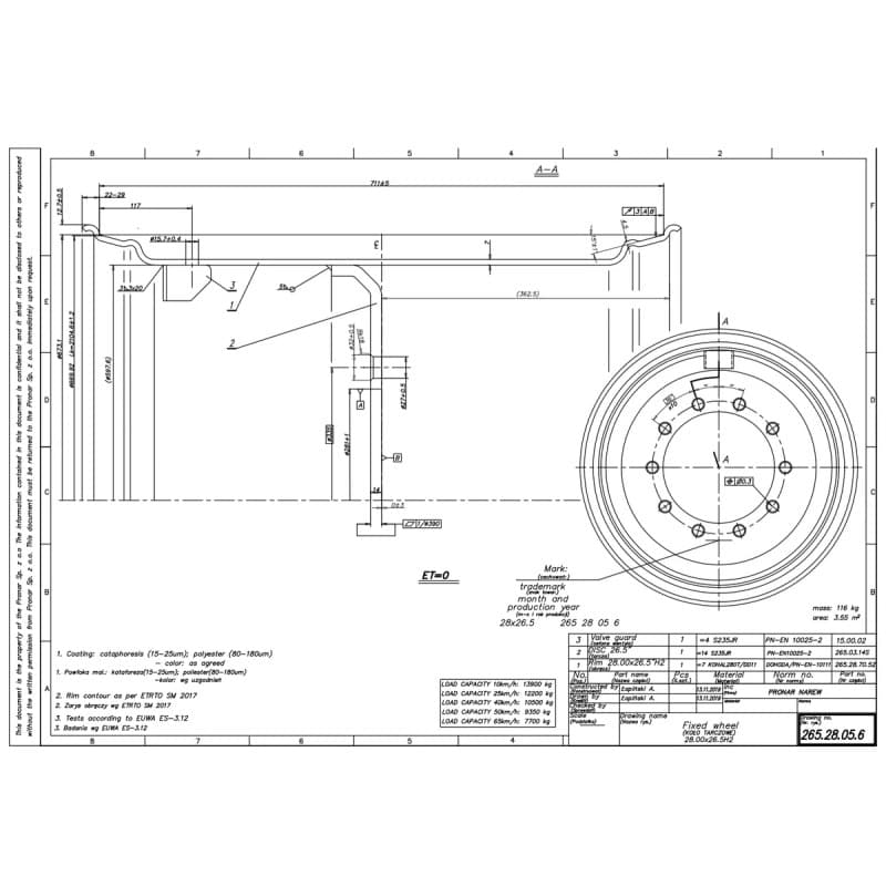 PRONAR Ratlankis 28,00x26,5 (265,28,05) 281/335/27 F10 ET0 PAD-B-b0c54b770d0047b47d94