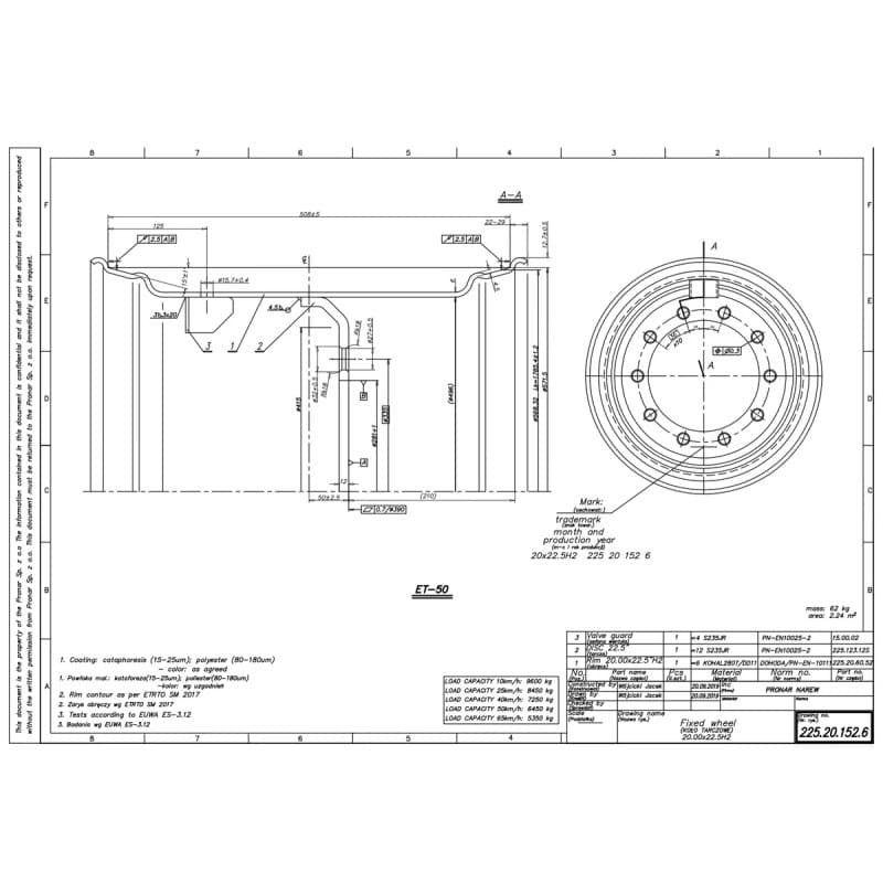 Ratlankis 20x22,5 PRONAR H2 F10 ET-50 (225.20.152.6) PAD-B-84406b3243e0374fc34b