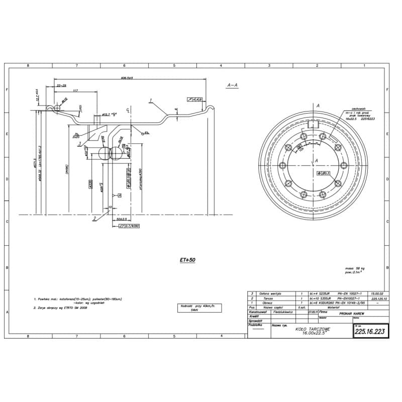 PRONAR Ratlankis 16x22,5 F10 ET+50 281/335 (225.16.223) PAD-B-b3ed96e4533e154edc69