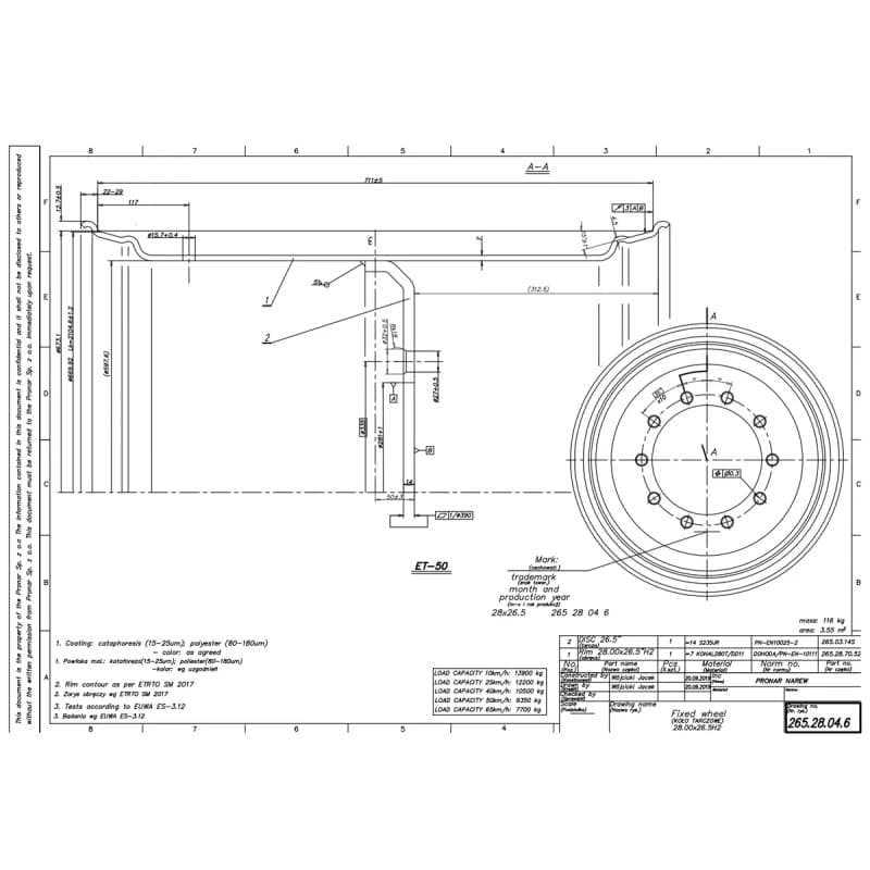 PRONAR Ratlankis 28,00x26,5 (265,28,04.6) 281/335/27 F10 ET-50 PAD-B-4fa7b1d5d612e7a6c63d