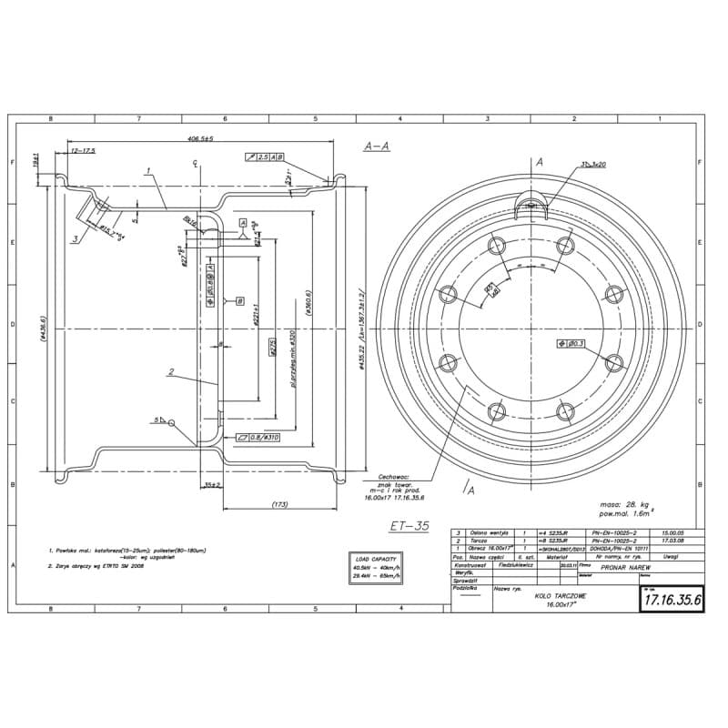 Ratlankis 16x17 F8 221/275/21,5 ET-35 Pronar (17.16.35.6) PAD-B-852e05d6b39881a8a9ef