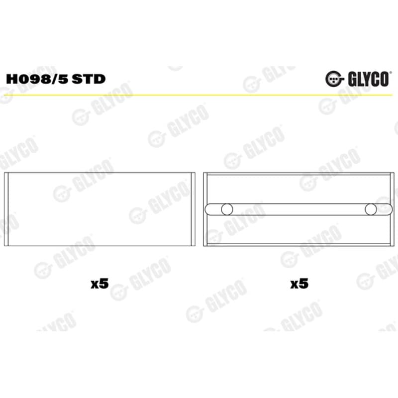 GLYCO pagrindiniai guoliai, alkūninis velenas H098/5 STD