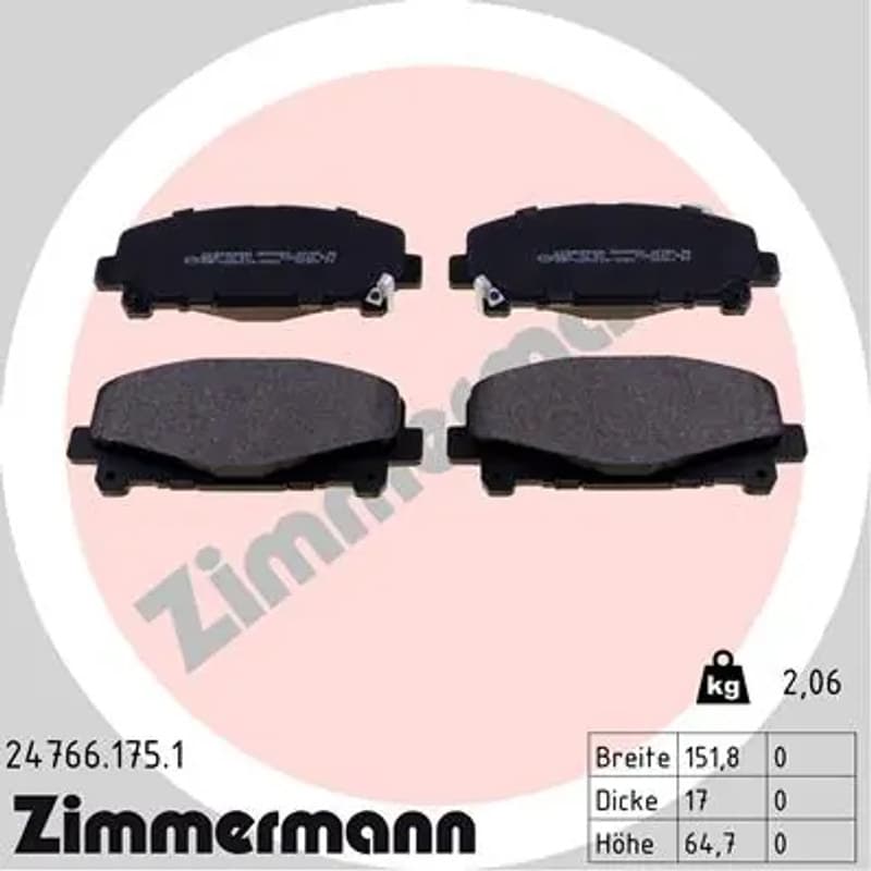 ZIMMERMANN stabdžių trinkelių rinkinys, diskinis stabdys 24766.175.1