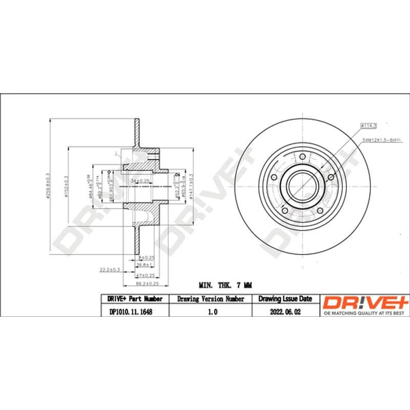 DRVE DP1010.11.1648 stabdžių diskas