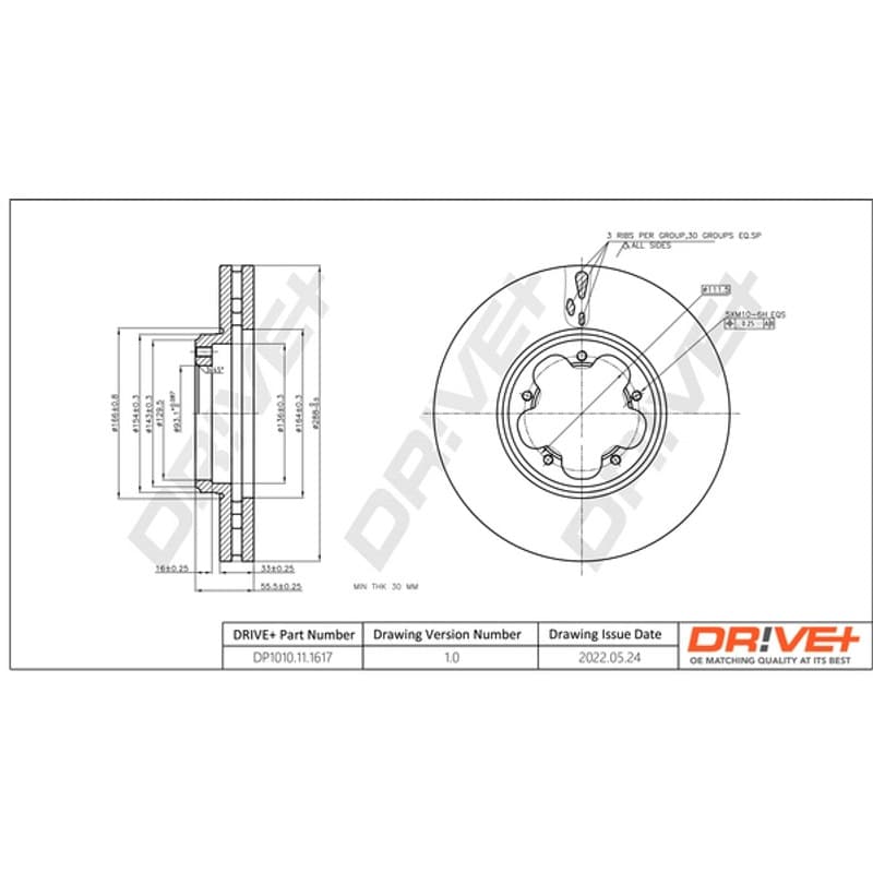 DRVE stabdžių diskas DP1010.11.1617