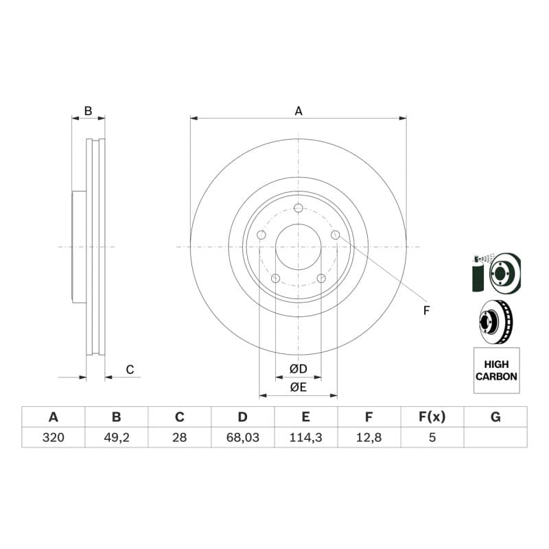 BOSCH 0 986 479 F33 stabdžių diskas