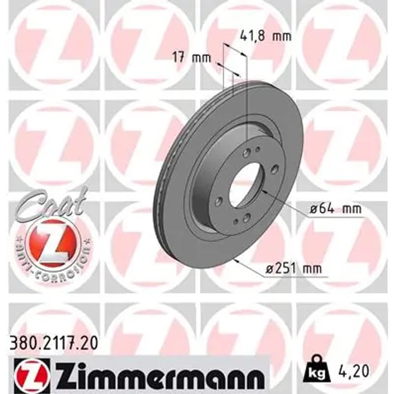 ZIMMERMANN stabdžių diskas 380.2117.20
