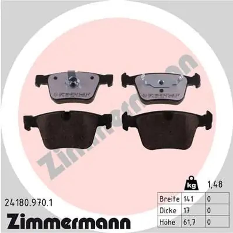 ZIMMERMANN stabdžių trinkelių rinkinys, diskinis stabdys 24180.970.1
