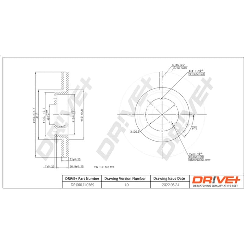 DRVE stabdžių diskas DP1010.11.0369