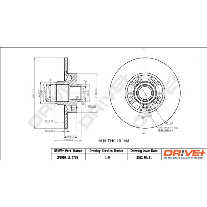 DRVE stabdžių diskas DP1010.11.1738