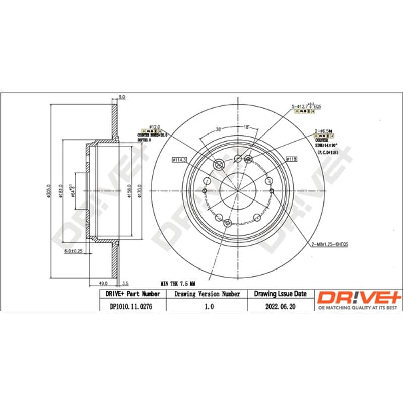 DRVE stabdžių diskas DP1010.11.0276