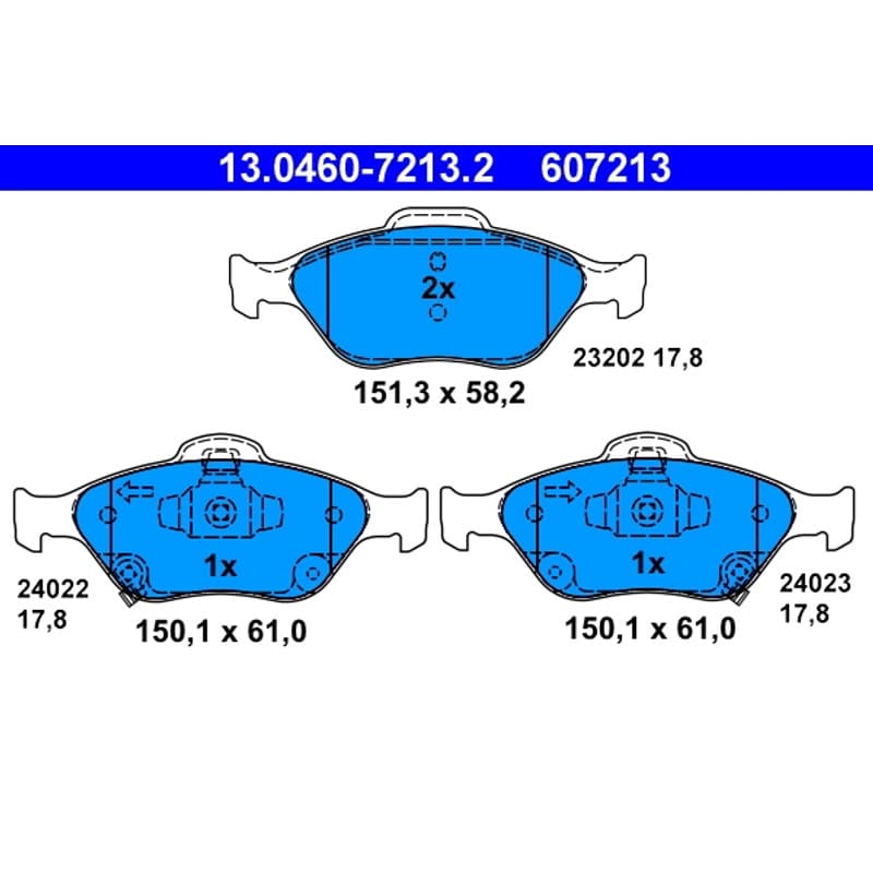 ATE Būgnai ir trinkelės 13.0460-7213.2