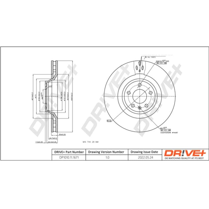 DRVE DP1010.11.1671 stabdžių diskas