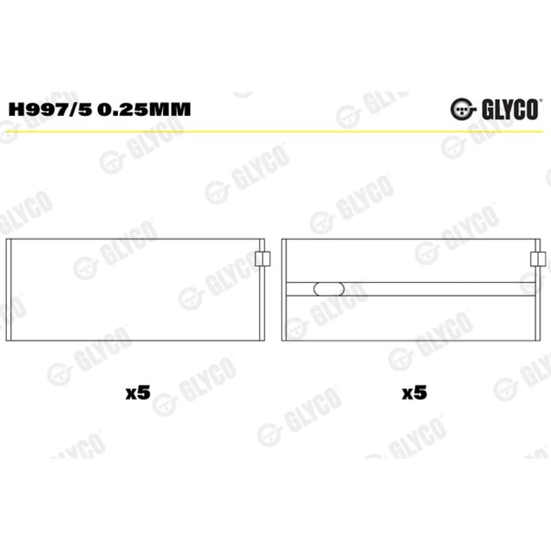 GLYCO pagrindiniai guoliai, alkūninis velenas H997/5 0.25mm