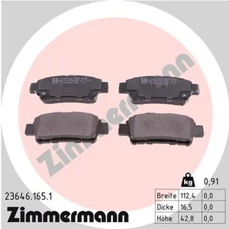 ZIMMERMANN 23646.165.1 stabdžių trinkelių rinkinys, diskinis stabdys