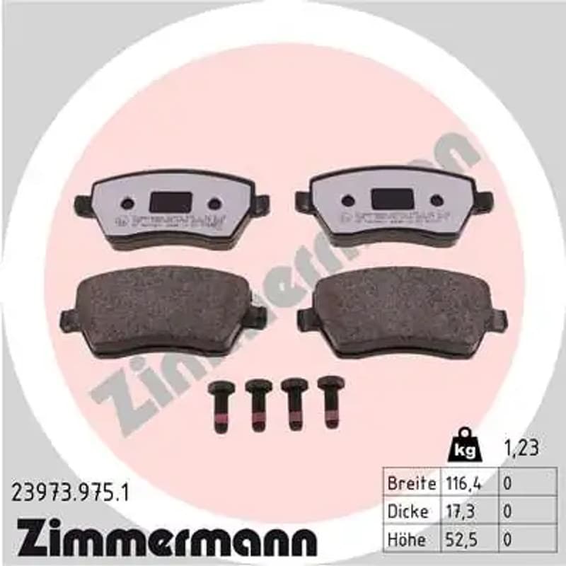 ZIMMERMANN stabdžių trinkelių rinkinys, diskinis stabdys 23973.975.1