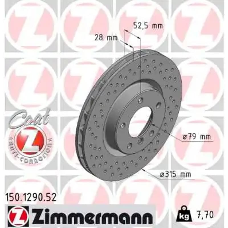 ZIMMERMANN stabdžių diskas 150.1290.52