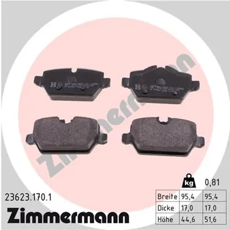 ZIMMERMANN 23623.170.1 stabdžių trinkelių rinkinys, diskinis stabdys
