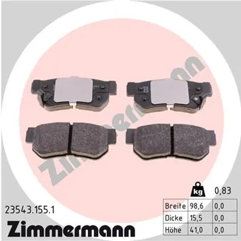 ZIMMERMANN stabdžių trinkelių rinkinys, diskinis stabdys 23543.155.1