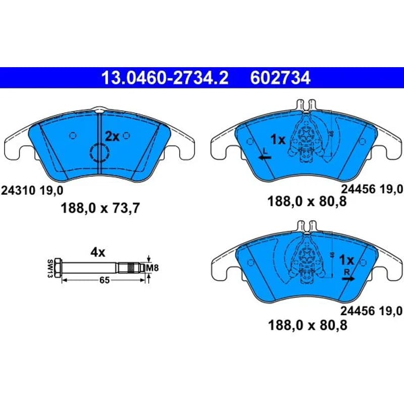 ATE Būgnai ir trinkelės 13.0460-2734.2