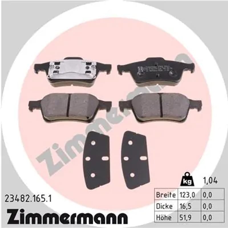 ZIMMERMANN stabdžių trinkelių rinkinys, diskinis stabdys 23482.165.1