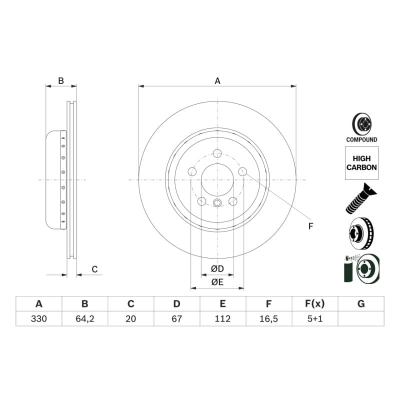 BOSCH 0 986 479 G15 stabdžių diskas