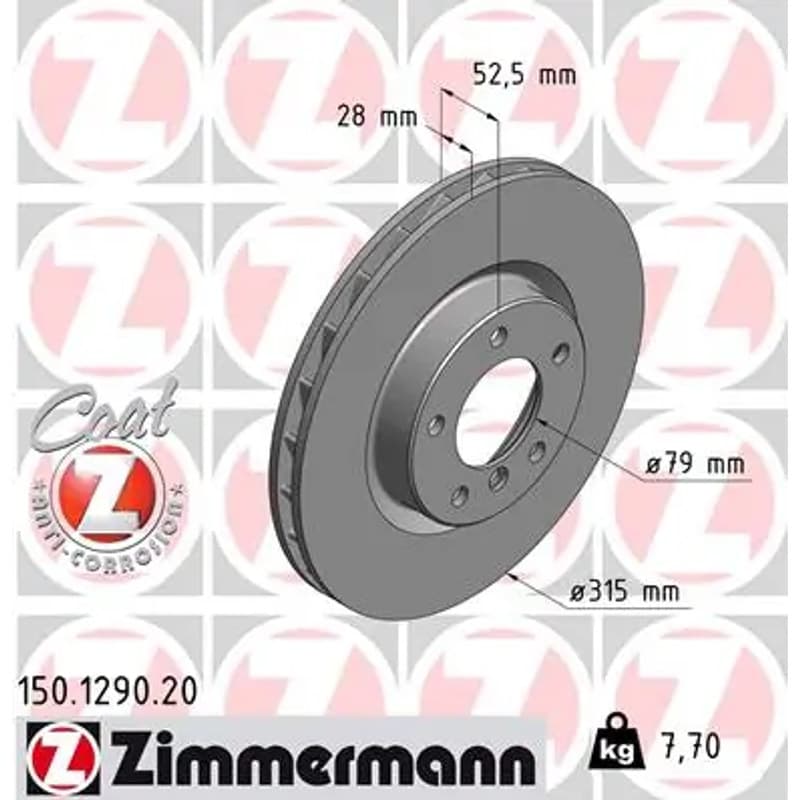 ZIMMERMANN stabdžių diskas 150.1290.20