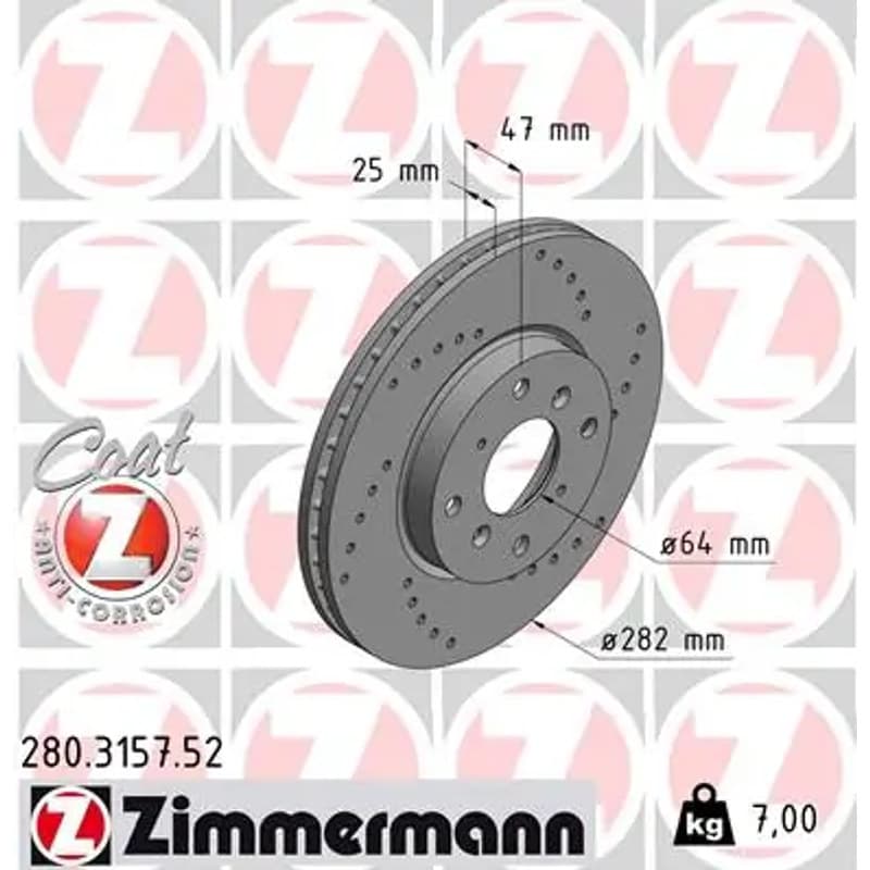 ZIMMERMANN stabdžių diskas 280.3157.52