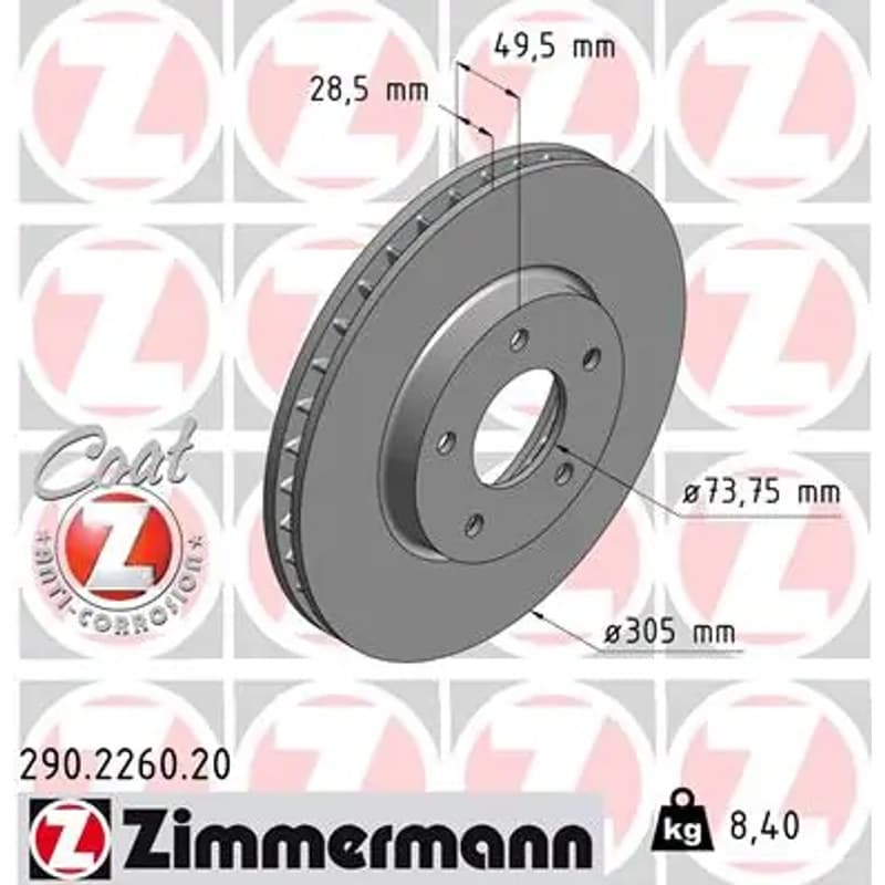 ZIMMERMANN stabdžių diskas 290.2260.20