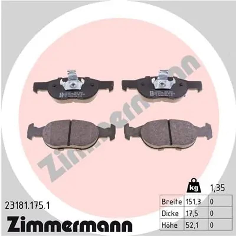 ZIMMERMANN stabdžių trinkelių rinkinys, diskinis stabdys 23181.175.1
