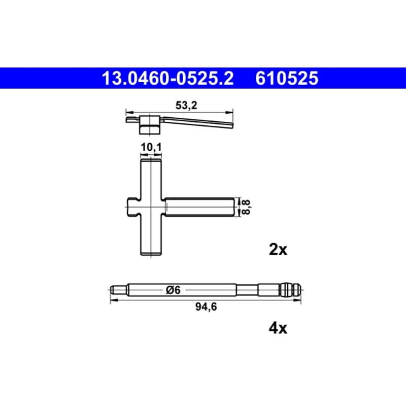 ATE Būgnai ir trinkelės 13.0460-0525.2