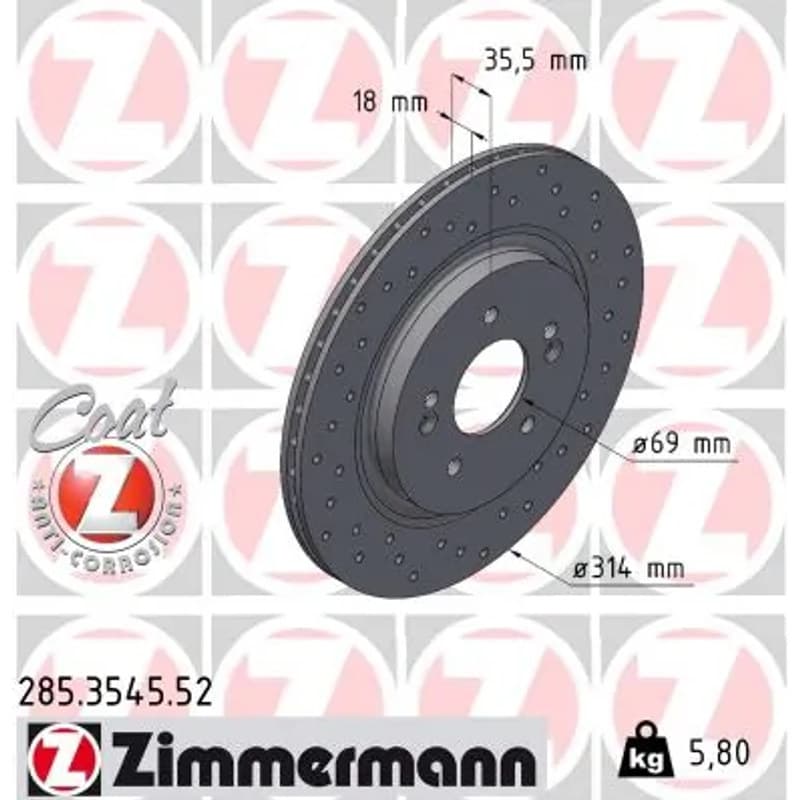 ZIMMERMANN stabdžių diskas 285.3545.52