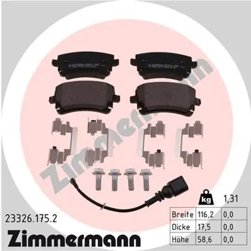 ZIMMERMANN stabdžių trinkelių rinkinys, diskinis stabdys 23326.175.2
